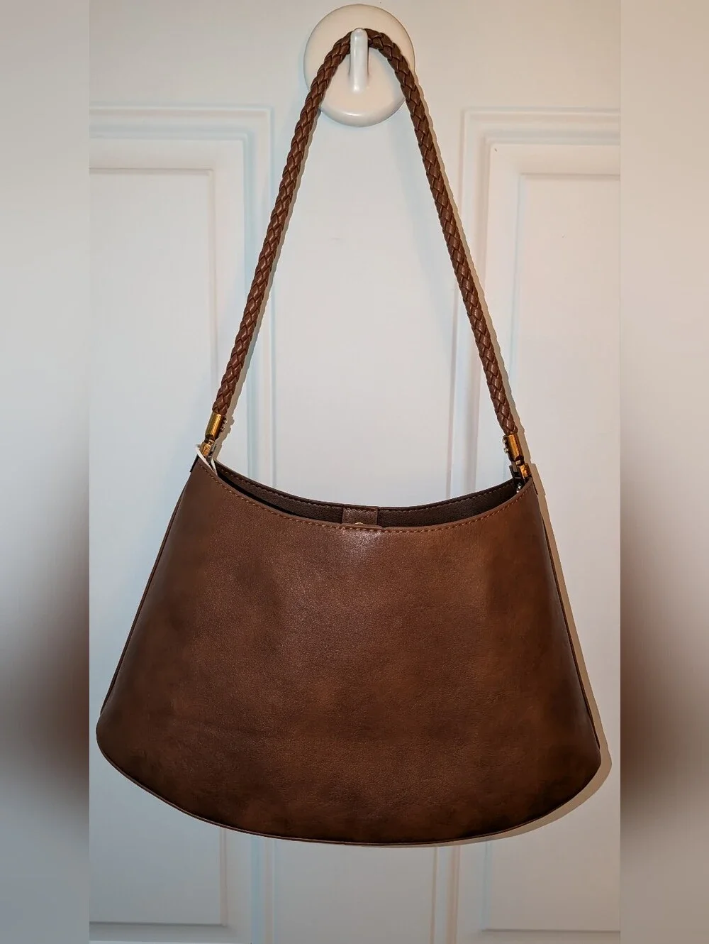 Shoulder Bag With Braided Strap And Bonus Pouch Caramel Brown NWOT